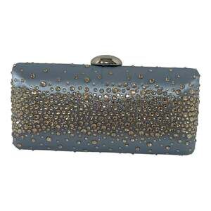 Nina Women's Crystal Scatter Pattern Minaudiere Small Clutch Handbag Icy Blue